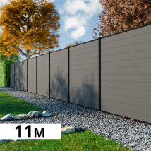 Kit Clôture Bois Composite Platine 11x1,8m Rio - Poteaux En Aluminium Noir - Brise Vue - Palissade - Bricoman