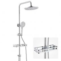 Colonne Douche Inox,réglable Hauteur Ensemble Douche Murale Avec Étagère Douche Set Kit Douche Sans Robinet Avec Pommeau Douche Rond 25cm,chromé - 