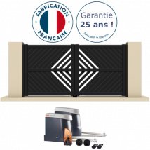 Portail Battant Électrique Aluminium H 160 X L 350 Anthracite Avec Gonds Réglables Huer - Bricoman