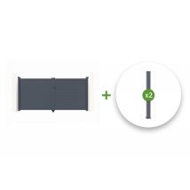 Portail Battant 3m Eiger H.160cm + 2 Poteaux H.190cm Aluminium Gris - Bricoman