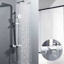 Auralum Max Colonne De Douche Chromée Système De Douche Montage Mural Ensemble De Douche Avec Tête De Douche Douchette À Mains Robinet De Baignoire - 