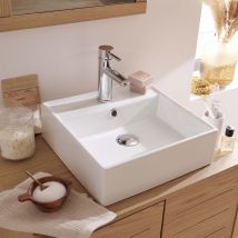 Vasque À Poser Carrée En Céramique Blanche 38cm - Bricoman