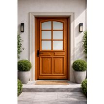 Porte D'Entrée Bois Vitrée Marine, H.215xl.80 Côte Tableau P.droit Gd Menuiseries - Bricoman