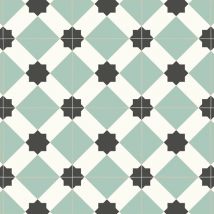 Sol Vinyle Effet Carreaux De Ciment Vert D'Eau - Rouleau De 3m X 3m - Bricoman