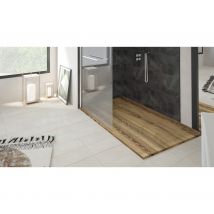 Ondee Zen - Receveur De Douche Nola 3 - 90x180x3cm - Résine - Noyer - Bonde - Découpable - Bricoman
