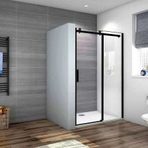 Océan Porte De Douche Coulissante Noire 120x200cm Profité Noir Et 8mm Anti-calcaire - Bricoman