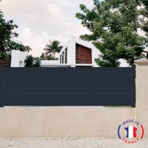 Clôture Aluminium 3 Lames Modèle Plein En Kit Dimensions L.2107 Mm (poteaux Compris) X H.660 Mm Couleurs Gris Ral 7016 - Bricoman