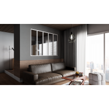 Verrière D'Intérieur En Aluminium, 5 Vitrages, L 173 X H 123 Cm, Blanc Ral 9016 Ft, Vitrage Clair 4 Mm Trempé - Bricoman