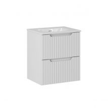 Meuble Simple Vasque Encastrée 50cm 2 Tiroirs Riva Blanc - Bricoman