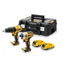 Dewalt Dck2060d2t Perceuse Visseuse Ã Percussion (ddf778) & Visseuse Ã Chocs Ã Batteries (dcf787) 18v Li-ion (2x Batterie 2.0ah) Dans Tstak - Bricoman