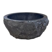 Vasque À Poser Ronde Noir En Marbre Natural - 30/35 X H.15 Cm - C-negoce - Tecnomat