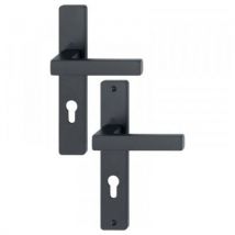 Ensemble Sur Plaque Entraxe 195 Mm Ligne Toulon Clé I Époxy Noir Mat Pour Porte Épaisseur 58-67 - Hoppe - Bricoman