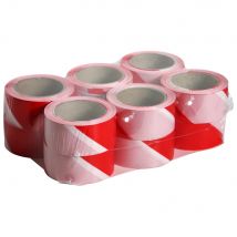 Lot De 12 Rubans De Chantier Rouge/blanc 50mm X 100m - Sous Film - 3055054 - Bricoman