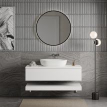 Bernstein - Ensemble 2 Meubles Suspendus Blanc Mat: Meuble Sous-vasque 120cm + Meuble Bas 120cm - Juvia Compact - Bricoman