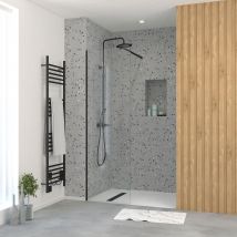 Paroi De Douche 60x195 Cm En Verre Trempé 5 Mm - Finition Noire - Dark Elementary - Bricoman
