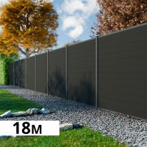 Kit Clôture Bois Composite Anthracite 18x1,8m Rio - Poteaux En Aluminium Gris - Brise Vue - Palissade - Bricoman