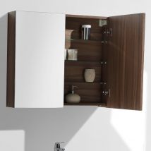 Armoire De Toilette Bloc-miroir Siena Largeur 80 Cm Noyer - Bricoman