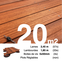 Kit Terrasse Bois Exotique Padouk Pour 20 M² • Lames 2,45 M, Lambourdes 1,85 M Et Visserie Inox • Livraison Gratuite - Tecnomat
