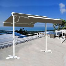 Stores Bannes De Terrasse Double Pente Avec Coffre Sur Pied - 4 X 4 M - Taupe - Bricoman