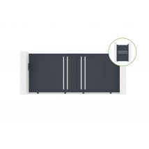 Portail Coulissant 3m Giona H.140cm Alu Gris + Portillon 1m Cimone H.140cm Alu - Bricoman