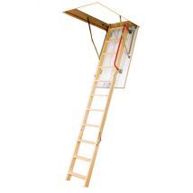 Echelle Escamotable Bois - Trémie De 60 X 94cm - Hauteur De 2.50 À 2.80m - Lwk6094-2 - Bricoman