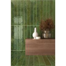 Carrelage Faïence Mur Vert Rectangulaire 5x40 Cm Bali Green (vendu Par Boite De 1m2) - Bricoman