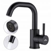 Auralum Max Robinet Lavabo Noir Pivotant À 360°, Mitigeur Lavabo Hauteur Total 250 Mm, Robinets Salle De Bain Avec Aérateur Démontable,eu Modèle - 