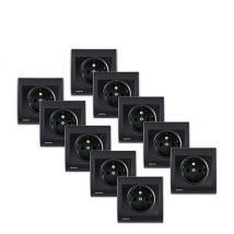 Lot De 10 Prise 2p+t Anthracite Delta Iris + Plaque Anthracite-siemens - Bricoman