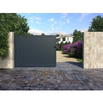 Portail Coulissant Aluminium Plein L416 X H180 Cm Anthracite - Nazario - Bricoman