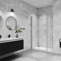 Aica Porte De Douche Pivotante 100x185cm Porte De Douche Pliante Avec Un Élément Fixe En 6mm Verre Anticalcaire - Tecnomat