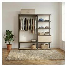 Portant Vêtements Bois Et Métal Oslo - Lot De 2 Grand Portant + Étagères - Bricoman