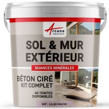 Kit Beton Cire Exterieur : Pour Sol, Mur, Terrasse, Balcon, Escalier - 5 M² (en 2 Couches) Lilas Mauve - Arcane Industries - Bricoman