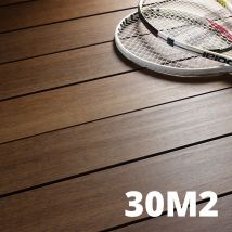 Kit Terrasse Bambou 30m² - Samba - Thermotraité - 93 Lames De Terrasse (224 X 13.9 X 1.8 Cm) - Fixation Clips Cobra Hybrid 7-22 - Garantie 25 Ans - 