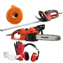 Pack - Dolmar Taille-haie Électrique 670w 55cm Ht5510 + Tronçonneuse 1800w 35cm Es39tlc + Rallonge 40m + Équipements Protection - Bricoman