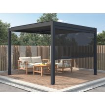 Pergola Bioclimatique Autoportante Électrique Anthracite En Aluminium Avec Lames Orientables Et Rideau Rétractable 2,78 M - 12 M² - Amadora - Bricoman