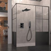 Ensemble De Douche À Encastrer Dax Paini - Pomme De Tête 250x250 Mm - Noir Mat - Bricoman