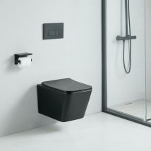 Cuvette Wc Suspendu Caleto Noir Mat - Sans Bride Et Avec Frein De Chute - Bricoman