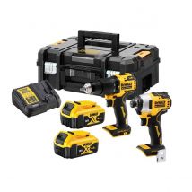Pack De 2 Outils 18v (dcd709 Dcf809) + 2 Batteries 4ah + Chargeur En Coffret Dt70708 T Stak Dewalt Dck2062m2t - Bricoman