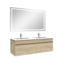 Ensemble Meuble Et Vasque Et Miroir Lumineux 120cm Meuble Salle De Bain Chêne Wotan,ocean - Bricoman