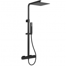 Valaz Barre De Douche Thermostatique Carrée Réglable Jusqu'à 120 Cm Noir Mat - Série Segura - 30 Cm - Bricoman