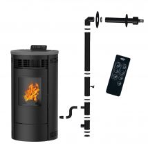 Poêle À Granulés Étanche Flavia 9,5 Kw Noir Sannover + Kit D'Installation Complet - Bricoman