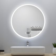Miroir Lumineux Rond 60cm Avec Horloge + 3 Couleurs + Dimmable + Anti-buée - Bricoman