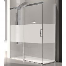 Paroi De Douche Fixe + Porte Coulissante Glasé Verre Sérigraphié 180 Cm Sans Paroi Latérale - Bricoman