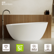 Baignoire Îlot En Minéral Composite Design – Blanc Mat, L157 X L68 X H59 Cm – Skum Lavaberg - Tecnomat