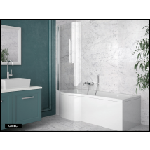 Baignoire Asymétrique De 150 X 70 Cm - Blanc - Gauche - Avec Pare Baignoire 1 Volet - Inspiro - Bricoman