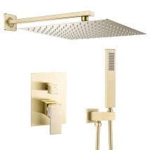 Valaz Douche Encastrée Carrée Murale Or Brossé - Série Tajo - 25 Cm - Tecnomat