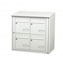Bloc Collectif Leabox.com, 2x2, Grade 3, Simple Face, Extérieur, Fixation Murale, Blanc Pur Ral 9010 Finition Brillante - Bricoman