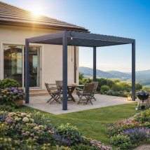 Pergola Bioclimatique Autoportante Anthracite En Aluminium 6 M² - Bricoman