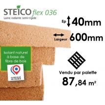 Laine De Bois Steico Flex 36 - Epaisseur 40mm (r=1,10) - Dimensions 600mm X 1220mm - Palette Entière 87,84m² - Bricoman