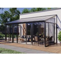 Véranda En Aluminium Et Polycarbonate Avec Protection Uv - 16 M² - Anthracite - Mathilda - Bricoman